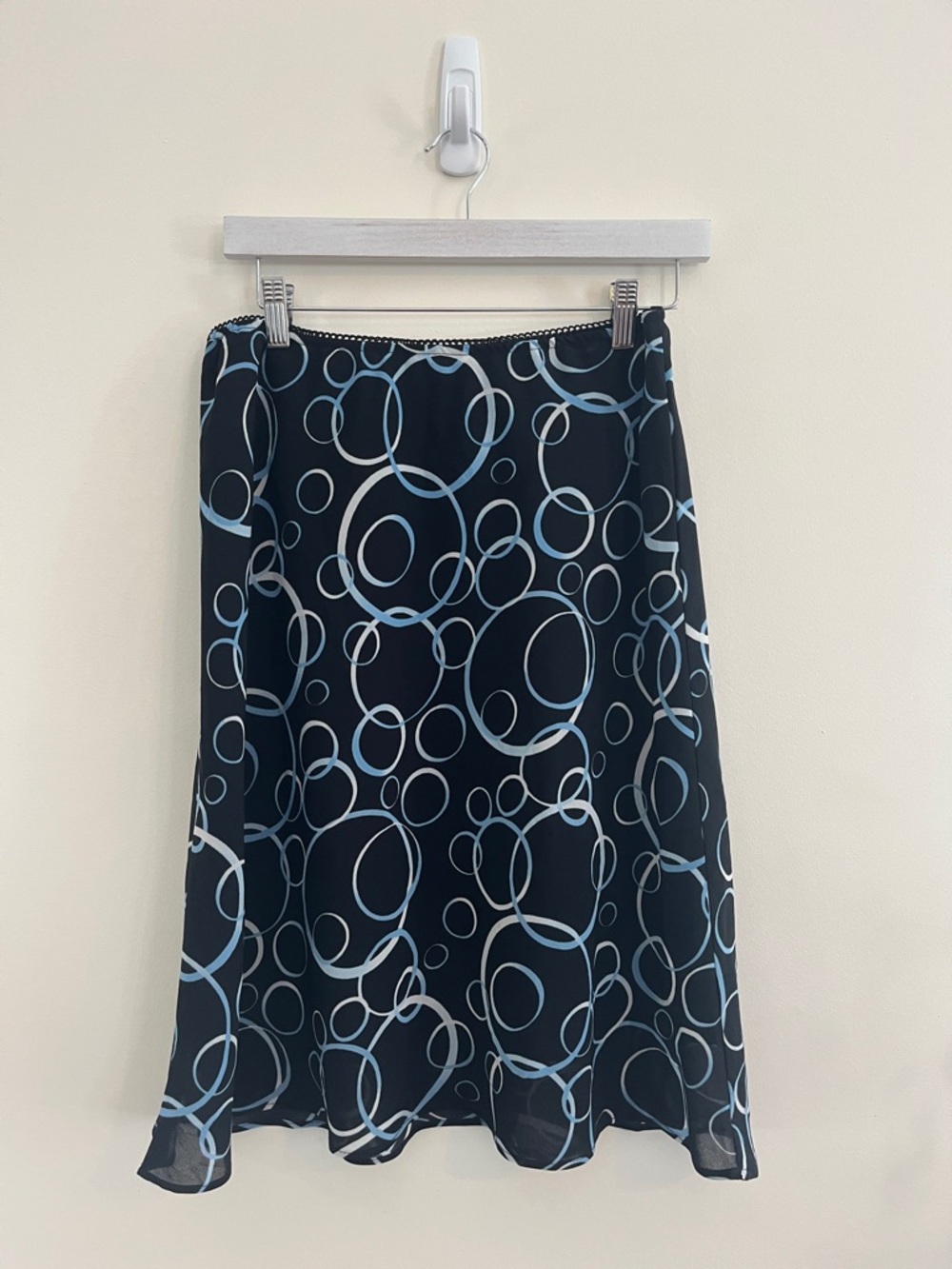 Vintage George Midi Skirt 90s Y2K‎ Black Blue Flutter Fairy Funky Chiffon Geo